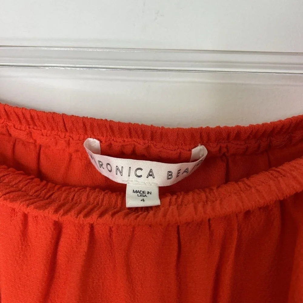 Veronica Beard Oleta Red Orange Midi Dress Womens‎ Size 4